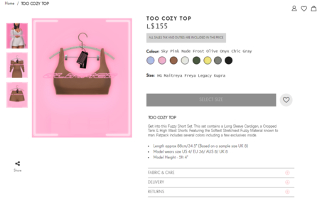 Second Life Marketplace - [G] - Too Cozy Top - Nude